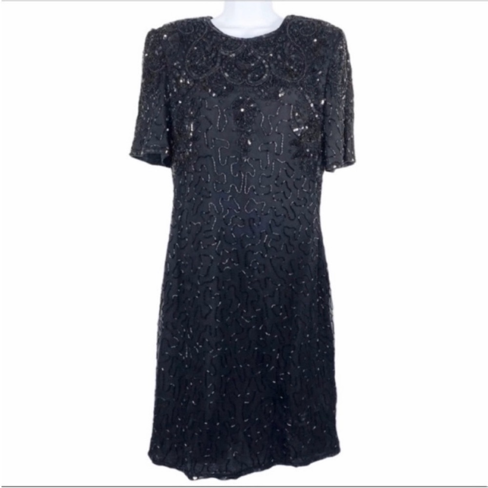 Elegant Black Vintage Beaded Dress 10
